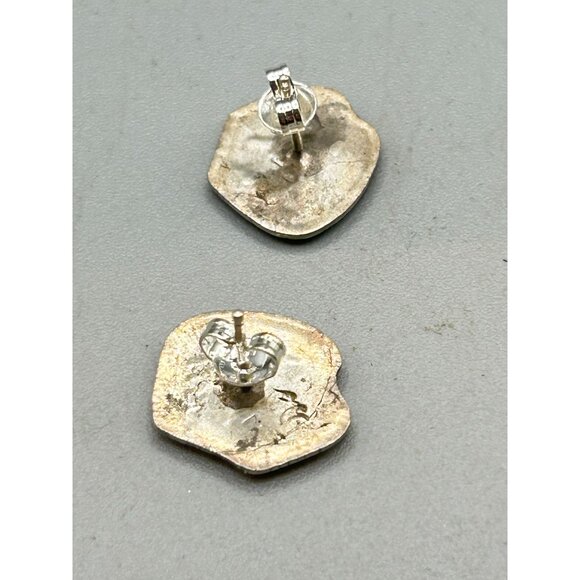 Sterling Silver Tribal Earrings Pierced Studs Handcrafted Vintage Earrings - Picture 4 of 5